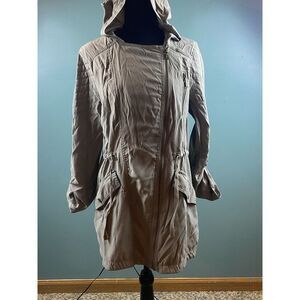 Express Green Utility Jacket Women's Size Medium Lightweight Tab Roll‎ Sleeves